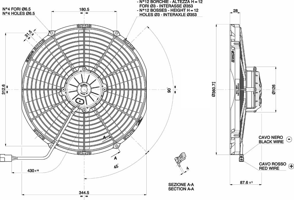 Radiator Fan D360 - D330 blowing SPAL