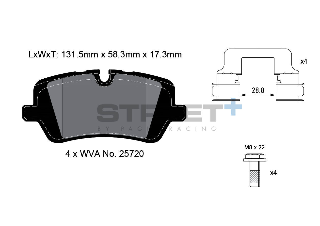 Land Rover Racing Brake Pads HA 25720 Street+ PAGID