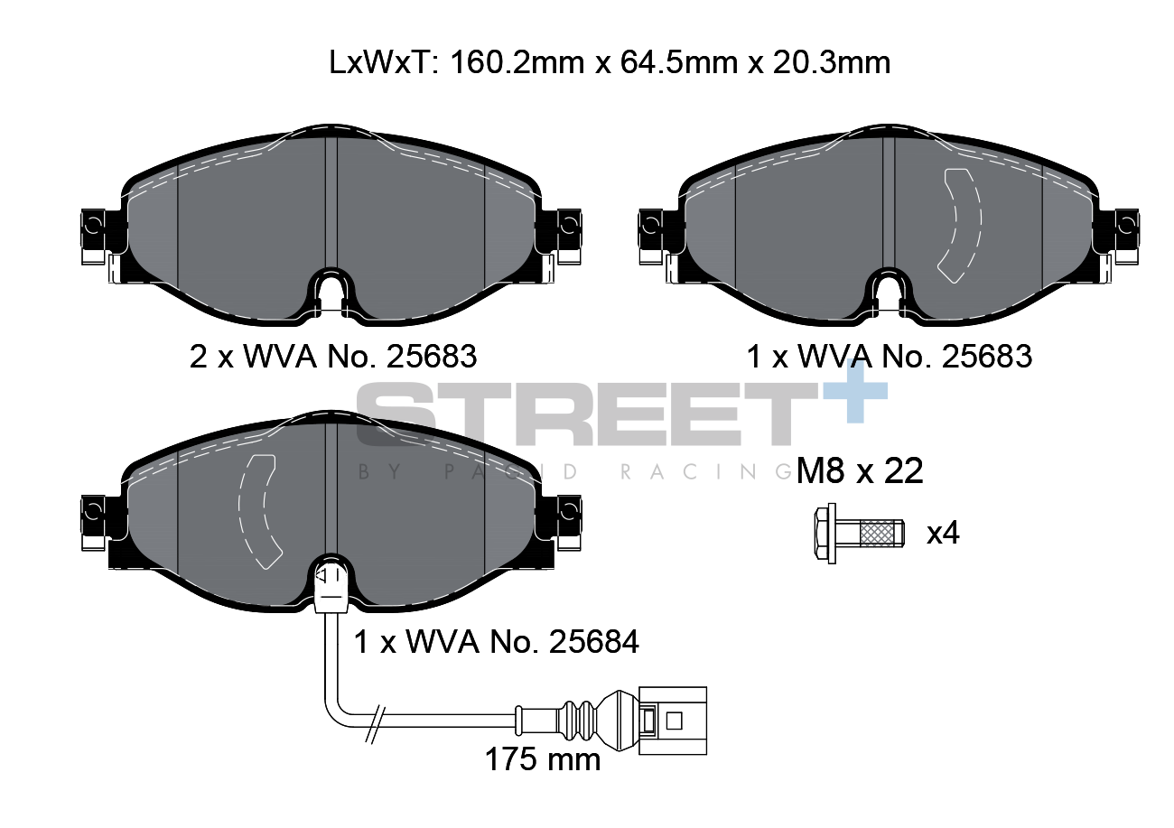 Audi Racing Bremsbeläge VA 25683 Street+ PAGID