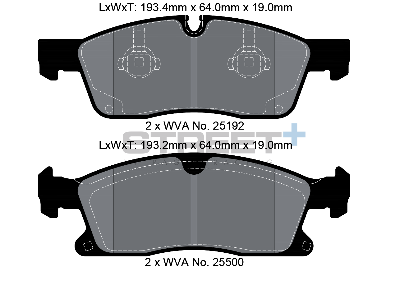 Plaquettes de frein Mercedes Racing VA 25192 Street+ PAGID