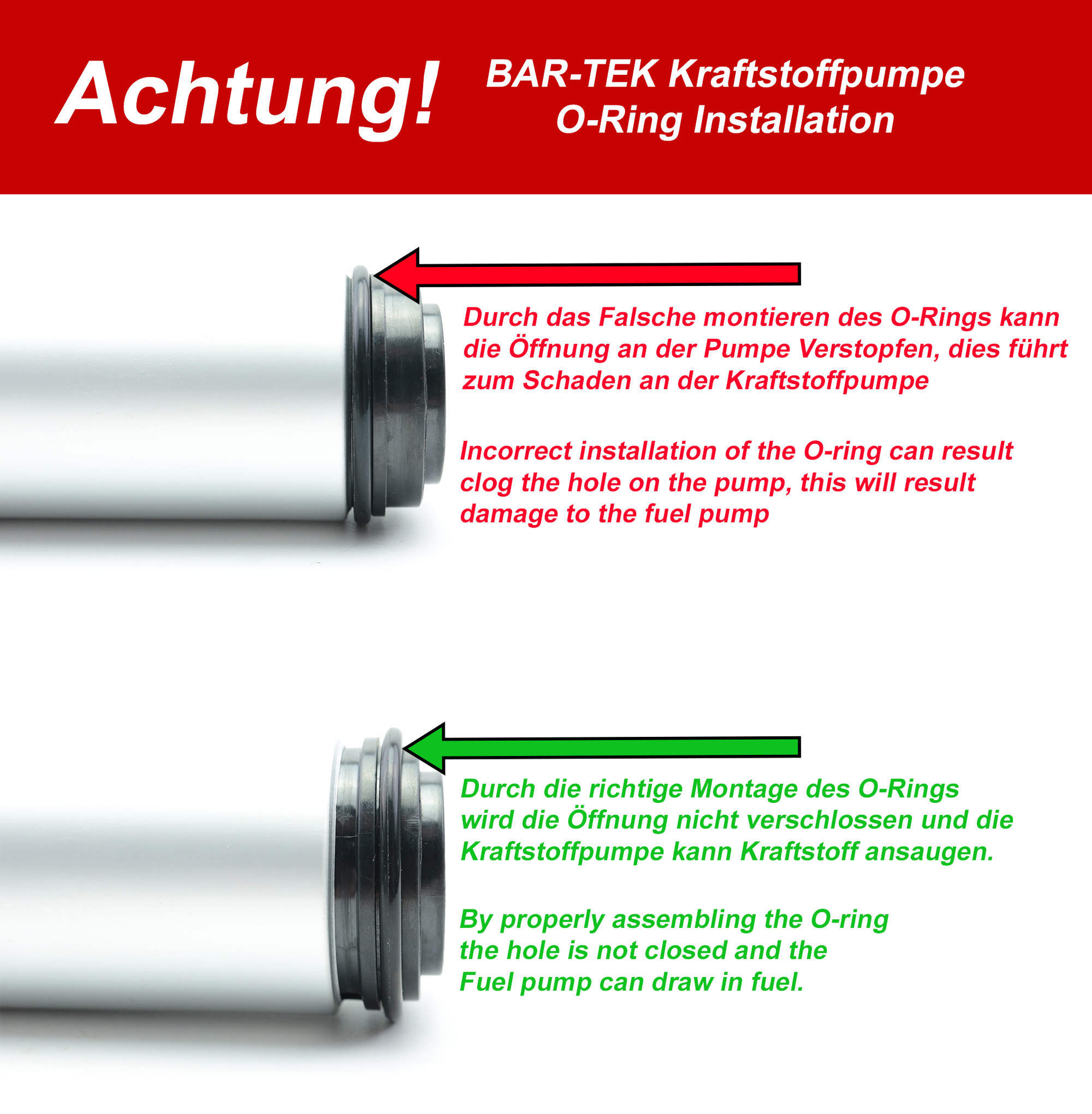 achtung_anleitung 2.0L TFSI & TSI Upgrade Fuelpump 700hp BAR-TEK®
