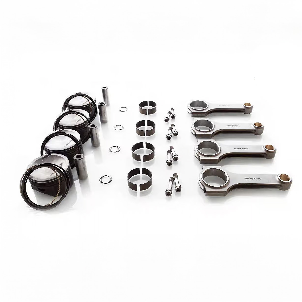 Jeu de pistons et bielles en acier forgé 2,0L TSI EA888 Race V2 MAHLE & BAR-TEK®