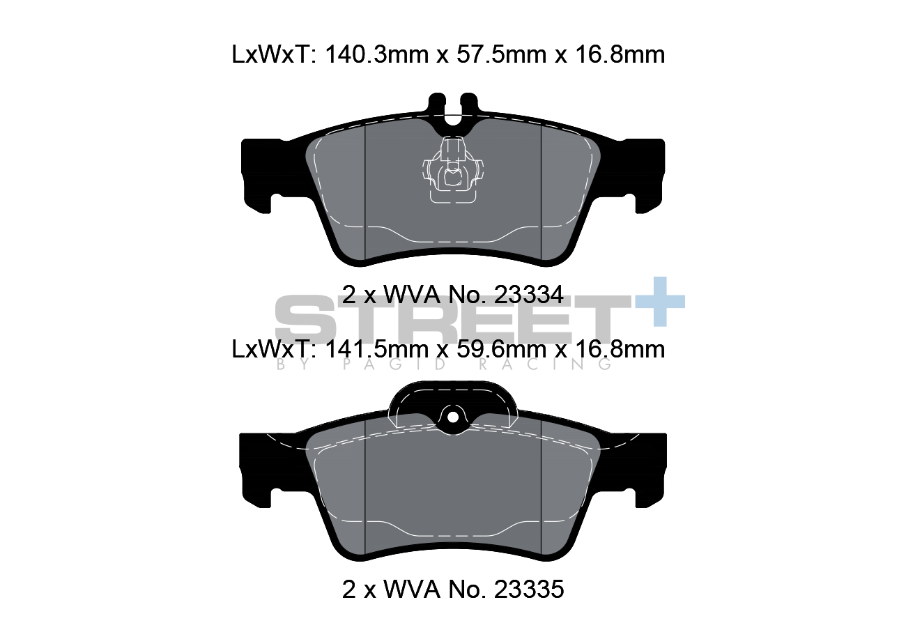 Plaquettes de frein Mercedes Racing HA 23334 Street+ PAGID