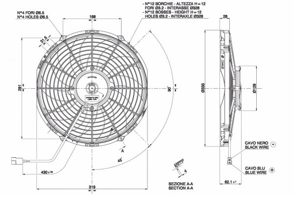 Radiator Fan D336 - D305 sucking SPAL