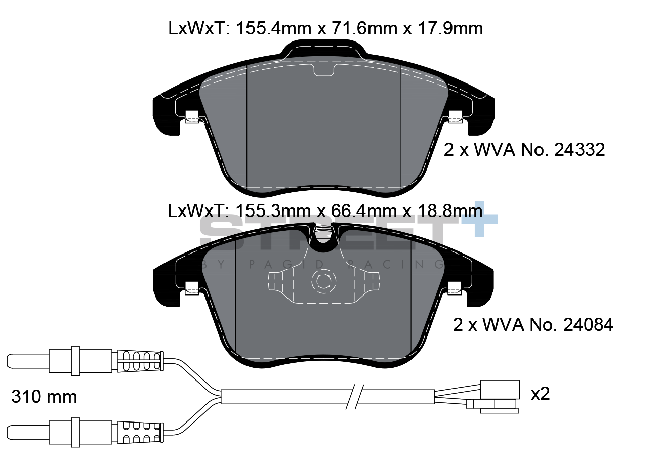 Peugeot Racing brake pads VA 24332 Street+ PAGID