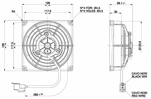 Ventilateur de refroidissement D128 - D115 aspiration SPAL