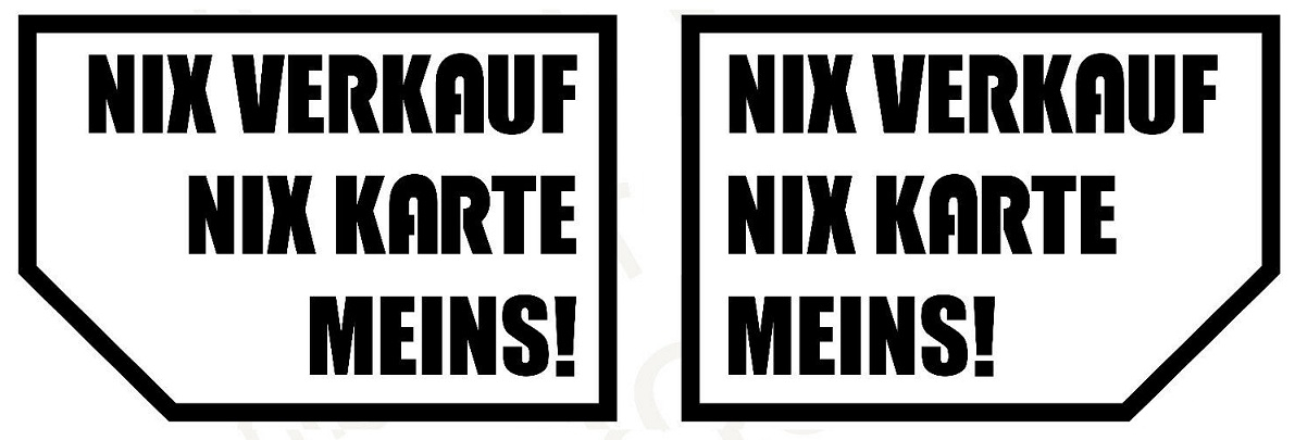 PAS DE VENTE, PAS DE CARTE, À MOI ! Autocollants 2x autocollants BAR-TEK®