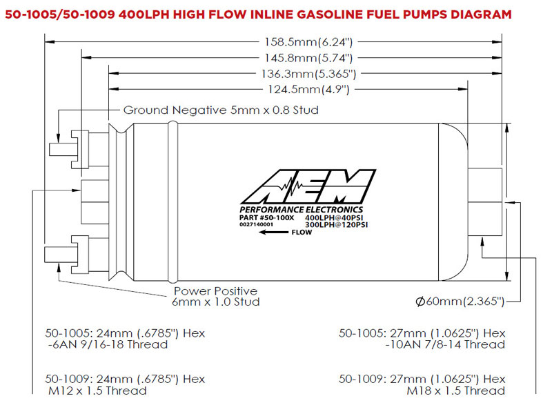 400L Metrische 044 High Flow Ersatz Benzinpumpe AEM 