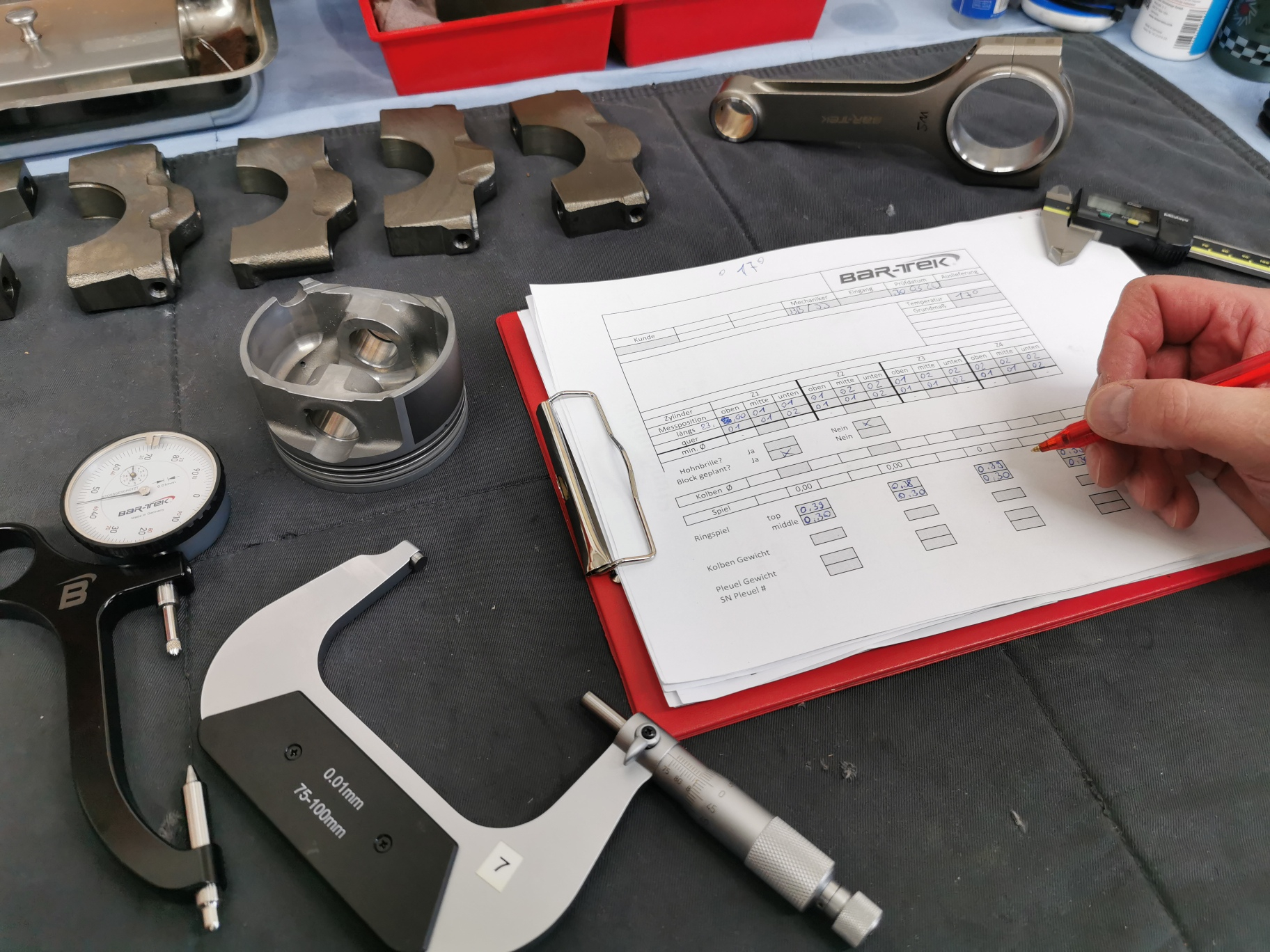 Test reports for engine construction